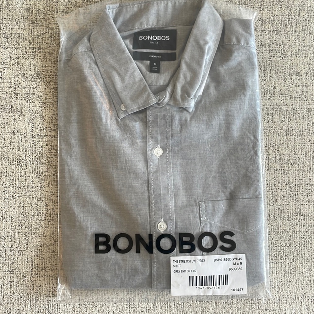 Bonobos grey long sleeve button down. New in package